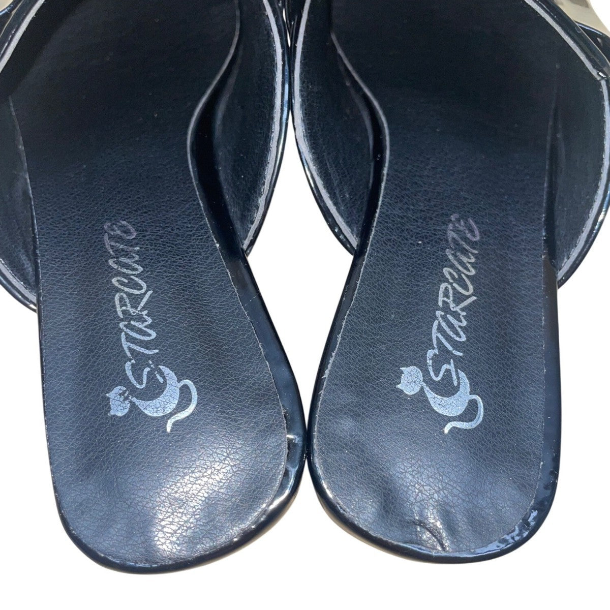 Starcate Women’s Black Patent & Silver Buckle Block Heel Slip-On Mules Size 37
