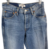 Re/Done Women's Blue Wide Jeans with Distressed Look at Length End  Sz 24