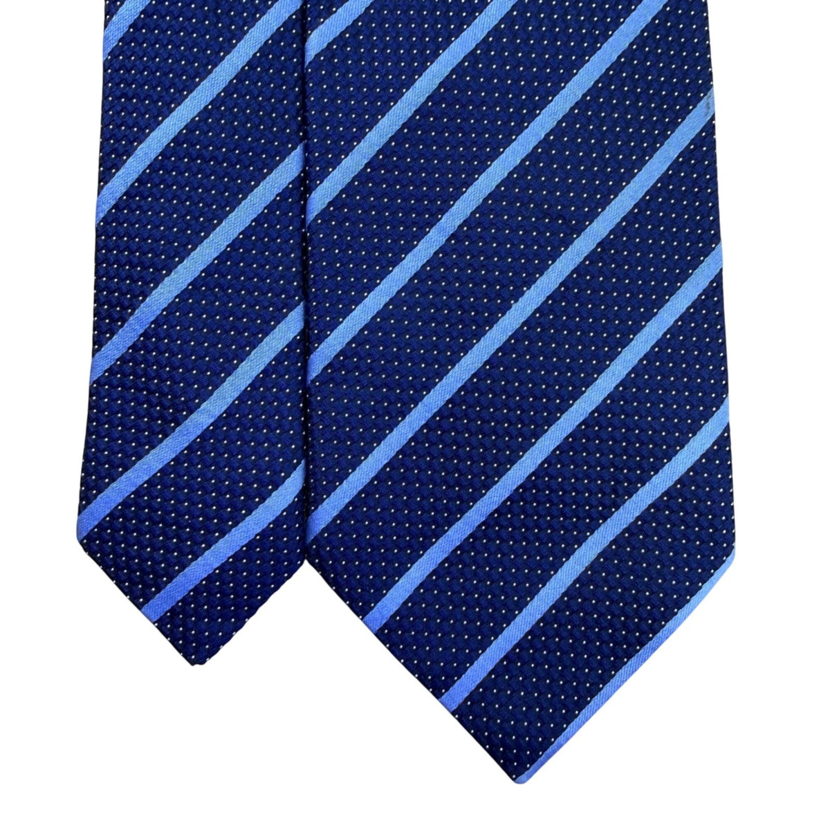 Armani Mens Blue 100% Silk Patterned Striped Tie Made In Italy