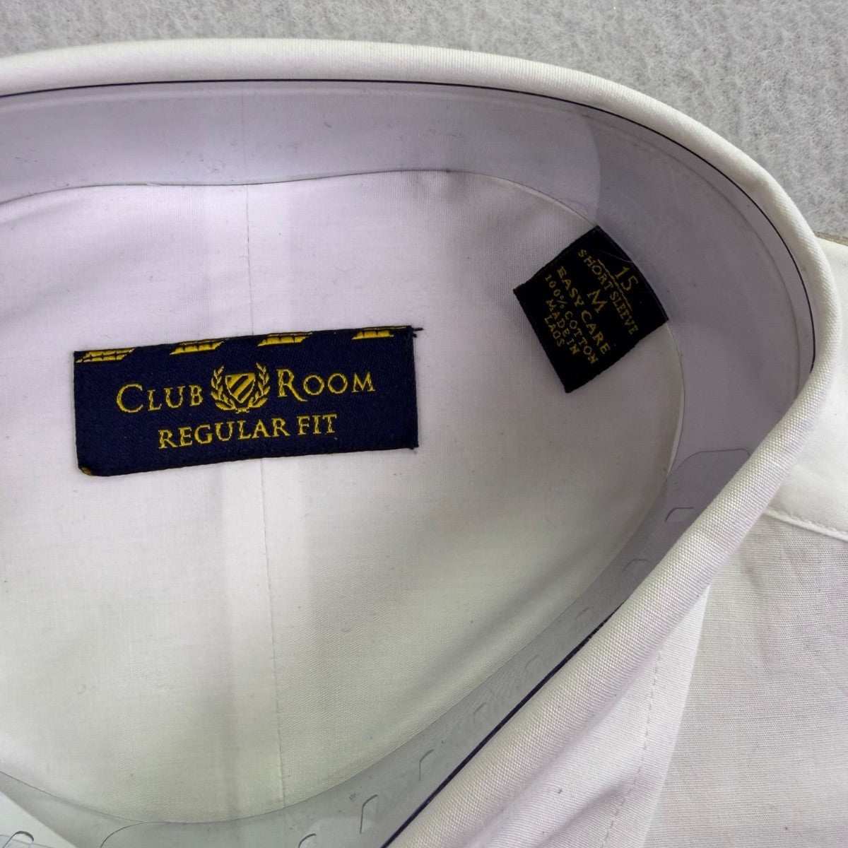 Club Room Mens White Regular Fit The Estate Dress Shirt Short Sleeve Sz 15