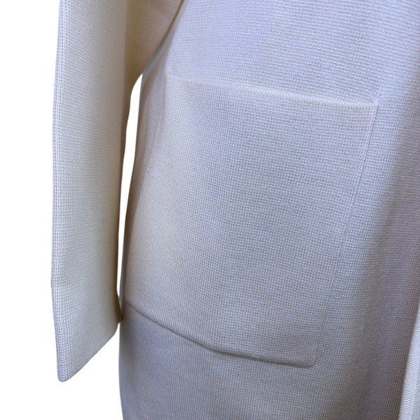 Anrabess Womens Beige Open Front Longline Cardigan Coat Pockets