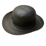 Adolfo II Womens Black Straw Bowler Hat Woven Ribbon Bow Accent Vintage Style