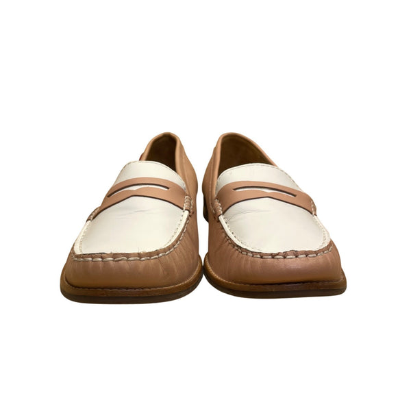 Marc Joseph Women’s Pink & White Leather East Village 2 Penny Loafers Size 10