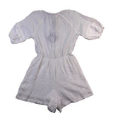 Knox Rose Womens White Cotton Gauze Romper Tassel Tie Accent Size S