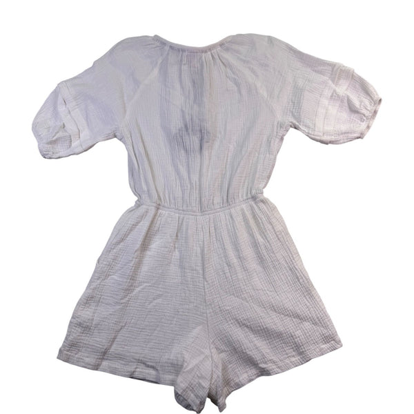Knox Rose Womens White Cotton Gauze Romper Tassel Tie Accent Size S