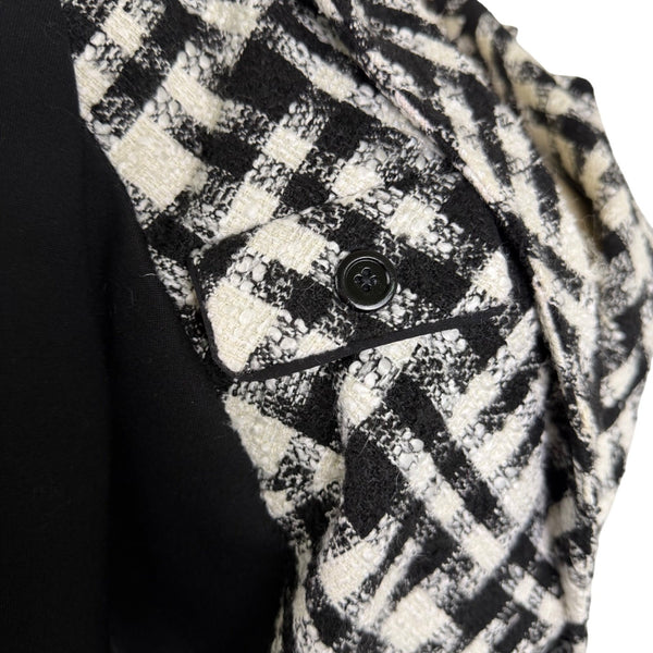 White House Black Market Womens Black & White Plaid Long Sleeve Blazer Sz 6