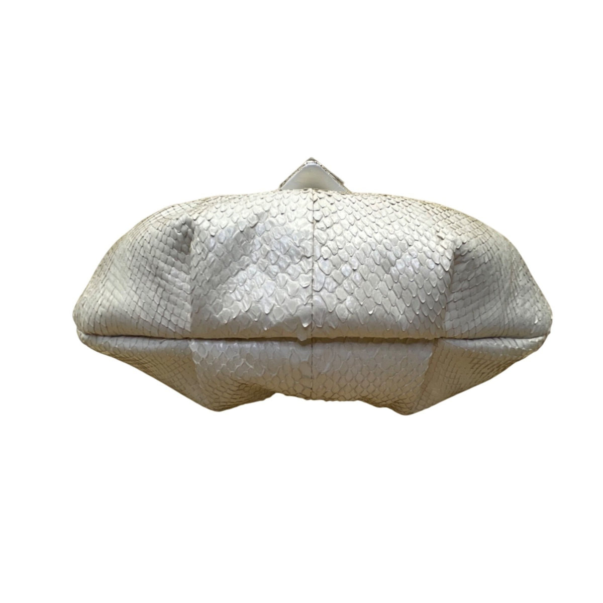 Novita Krishan Women’s White Snakeskin Embossed Rhinestone Clasp Crossbody Bag