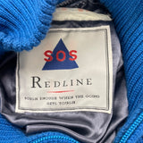 Sos Redline Vintage Unisex Blue Half-Zip Sweater With Triangle Pattern