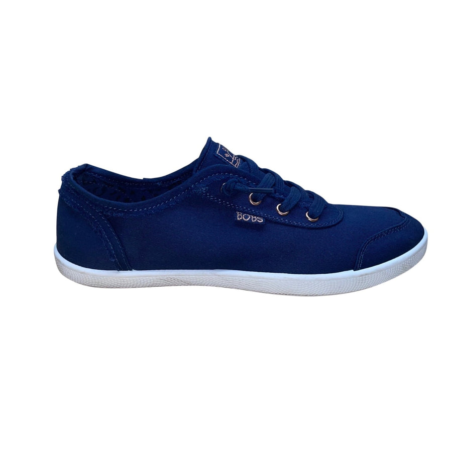 Bobs By Skechers Women’s Navy Blue Canvas Lace-Up Memory Foam Sneakers Size 7.5