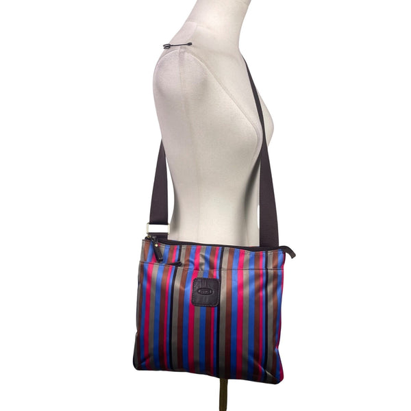 Brics Women’s Multicolor Nylon Striped Bag Adjustable Strap Crossbody Bag