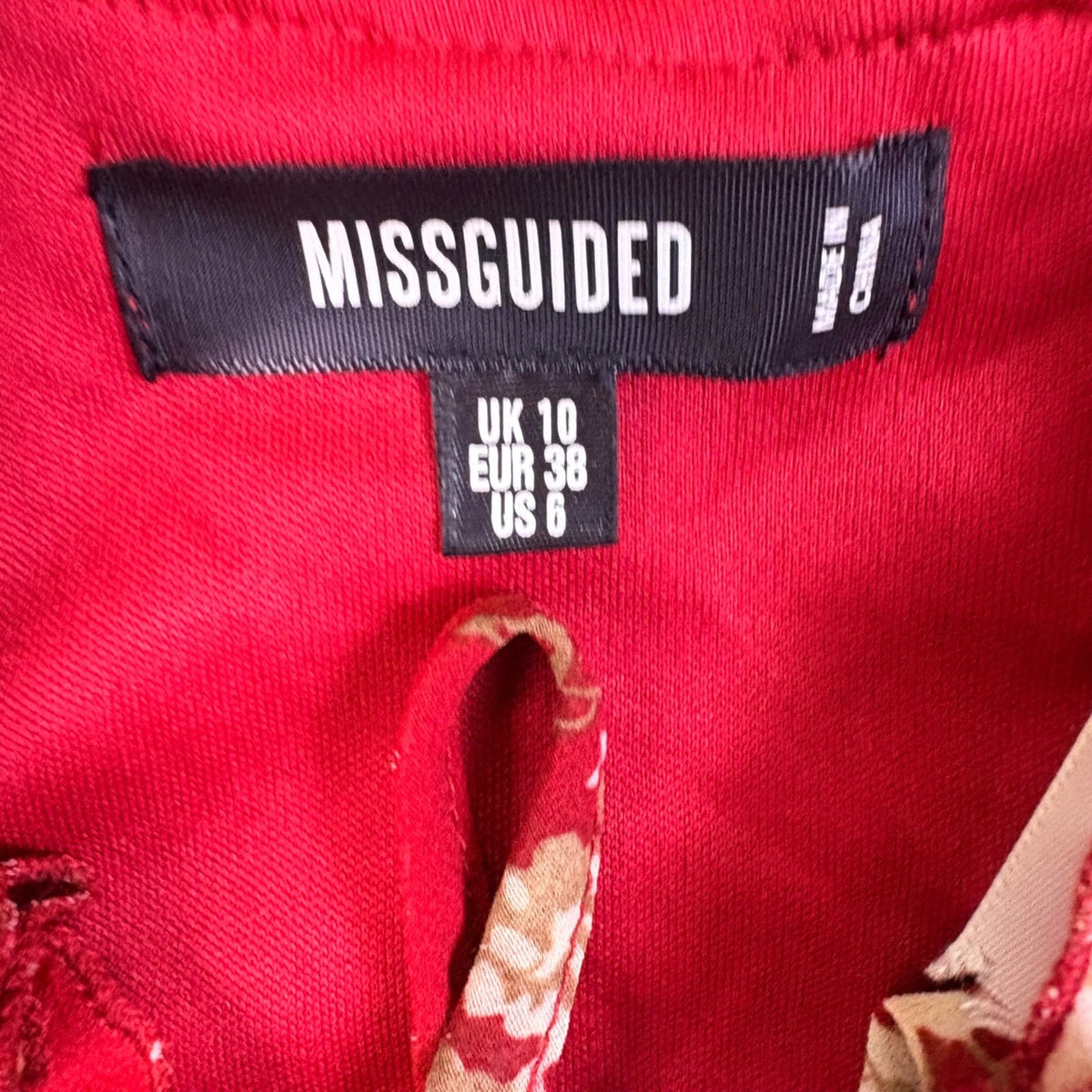 Missguided Womens Red Floral Midi Dress With Bell Sleeves Size US 6