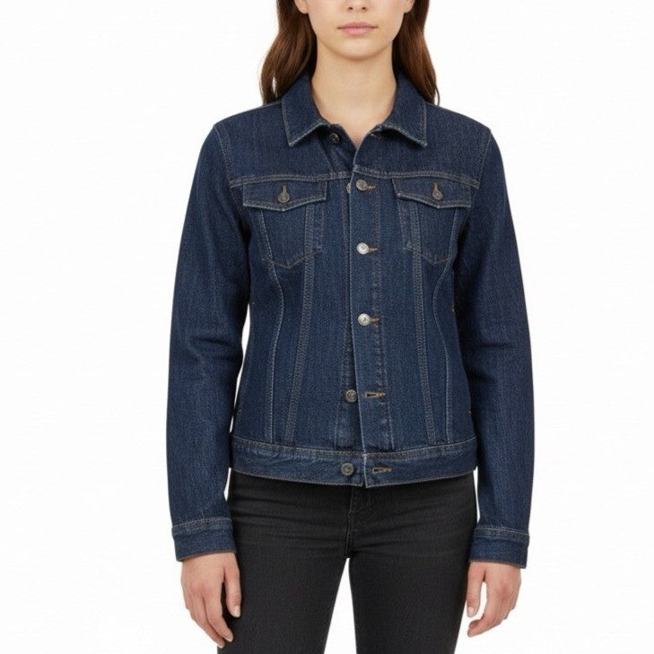 Banana Republic Womens Dark Wash Denim Jacket Casual Button-Up Sz S