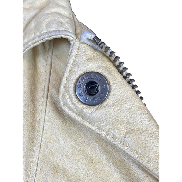 Robert Comstock Zip Up Yellow Rhino Leather Jacket Sz 6 (EU 38)