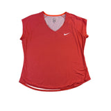 Nike Womens Red Dri-FIT Short Sleeve V-Neck Activewear Top Size  XL