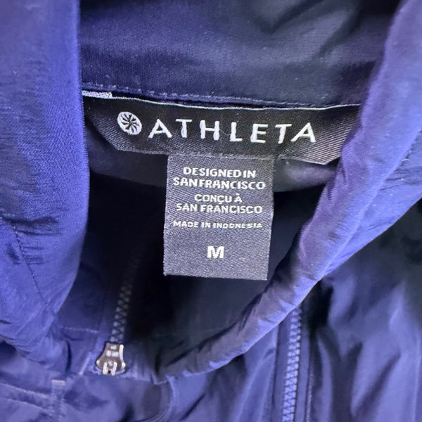 Athleta Womens Navy Nylon Zip-Up Lightweight Windbreaker Jacket Size M