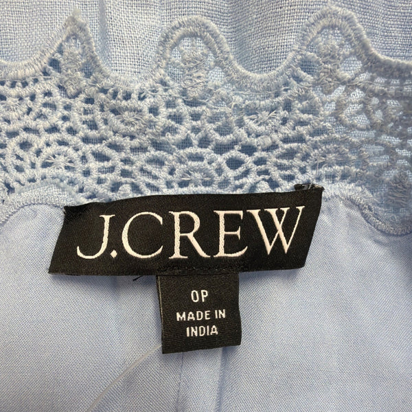 J.Crew Womens Light Blue Linen Dress Adjustable Straps Embroidered Lace Size P0
