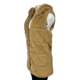 Women's Sand Brown Faux Fur Vest Qiye Size M, hook and eye clousure