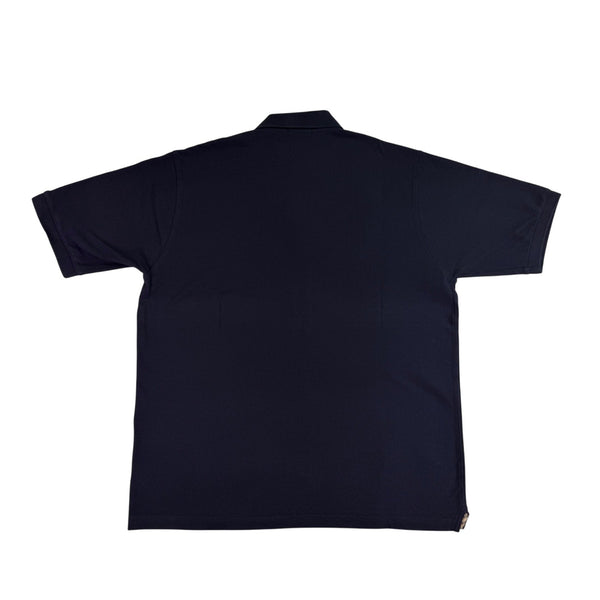 Mens Navy Blue Cotton Polo Shirt With Logo Embroidery Sz XL