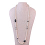 Contemporary Baroque Pearl Necklace With Black Pave Accented Spacers Elegant