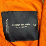 Lucky Brand Womens Orange Quilted Jacket Water-Resistant Durable Size L