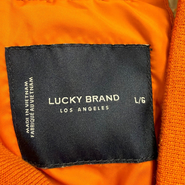 Lucky Brand Womens Orange Quilted Jacket Water-Resistant Durable Size L