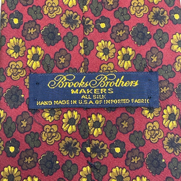 Vintage Brooks Brothers Red & Yellow Silk Floral Print Tie Approx. 58"x3.5"