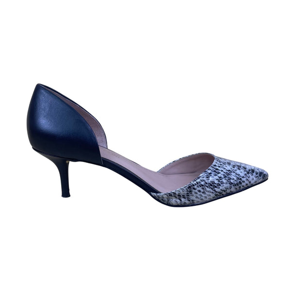 Enzo Angiolini Women’s Gray Black Leather DOrsay Snakeskin Print Pumps Size 7.5M