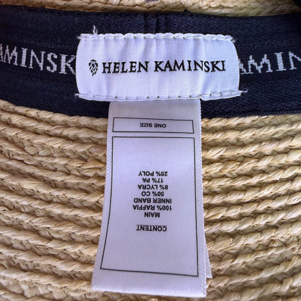 Helen Kaminski Womens Natural Raffia Straw Visor Hat With Black Trim