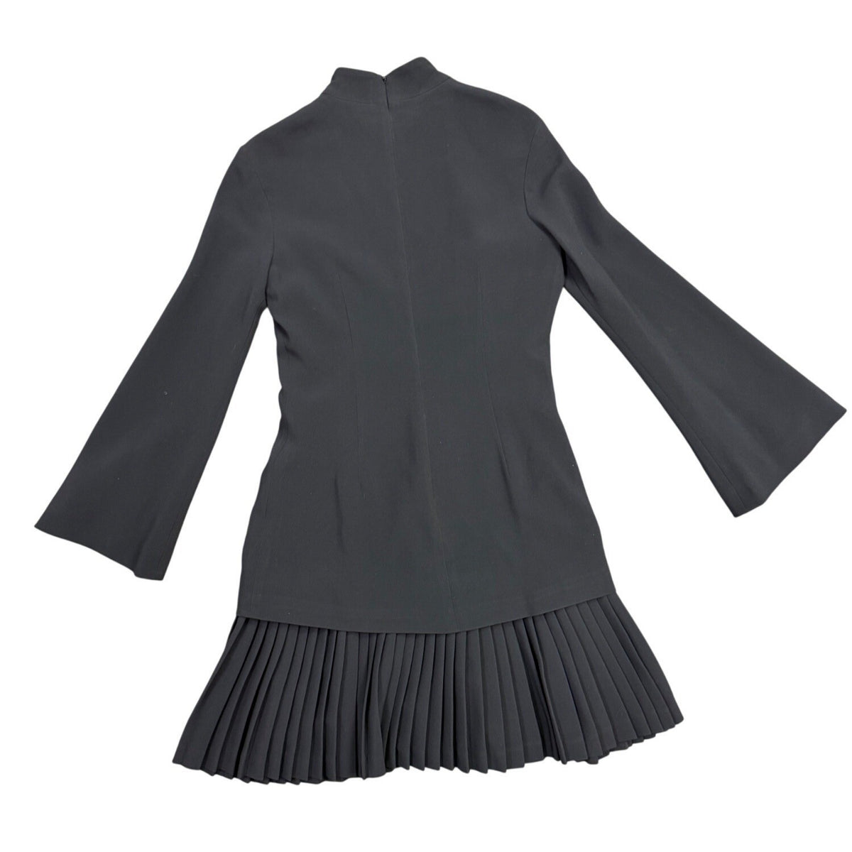 Brandon Maxwell Womens Black Bell Sleeve Pleated Hem Mini Dress Size 4