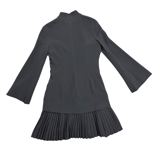 Brandon Maxwell Womens Black Bell Sleeve Pleated Hem Mini Dress Size 4