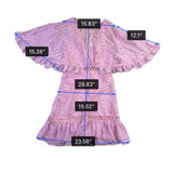 Selfie Leslie Womens Pink Embroidered Mini Dress With Flounce Sleeves Size S
