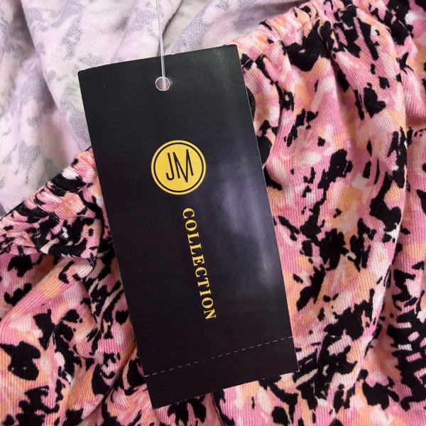 JM Collection Womens Pink Black Printed Blouse Petites Size L