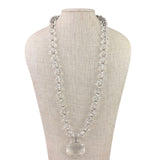 Vintage Faceted Clear Crystal Bead Necklace Silver Tone Clasp