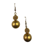 Vintage Gold Tone Metal Beaded Dangle Earrings Lightweight Hook Design