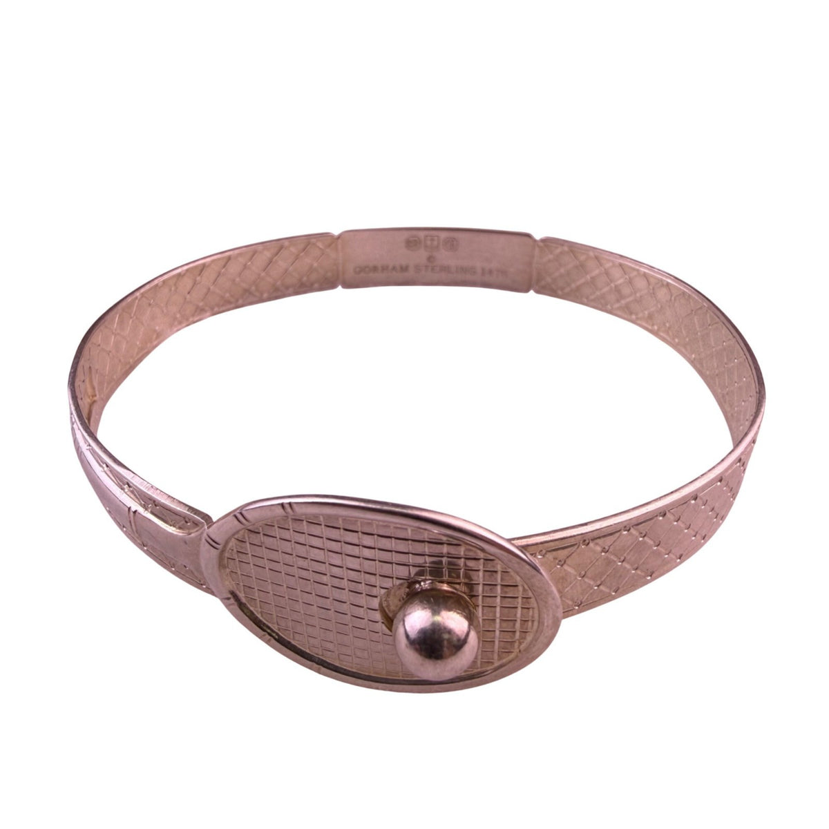 Vintage Gorham Womens Silver Tone Sterling Tennis Racquet Bangle Bracelet