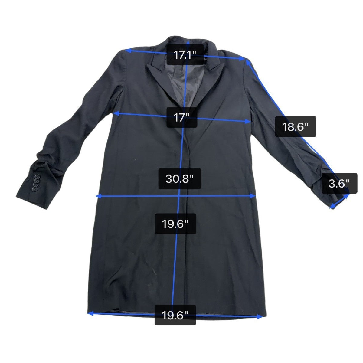 Theory Womens Black Wool & Polyamide Shirt Blazer Dress Elegant Button Cuff Sz 4