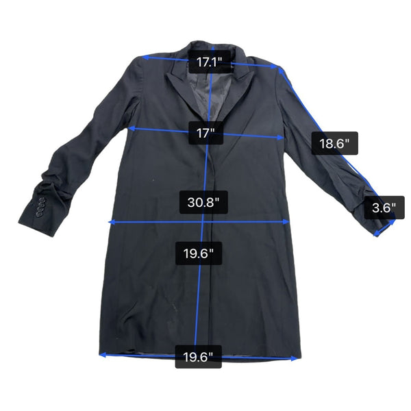 Theory Womens Black Wool & Polyamide Shirt Blazer Dress Elegant Button Cuff Sz 4
