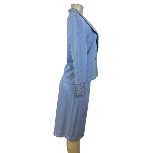 St. John Womens Light Blue Set Blazer Size 6 & Skirt Size 10