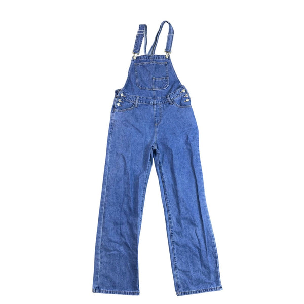 Edikted Womens Blue Denim Straight-Leg Overalls With Adjustable Straps Size M