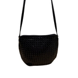 Jay Herbert Women’s Black Leather Woven Vintage Style Knotted Strap Shoulder Bag
