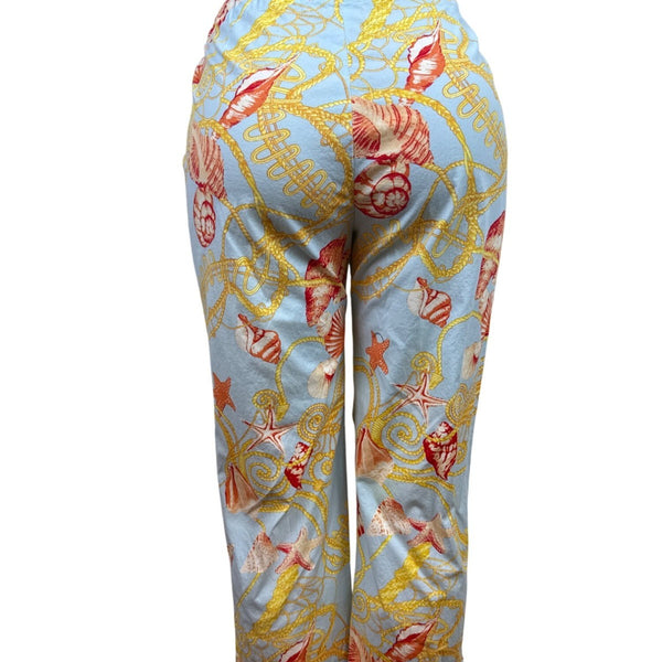 J.McLaughlin Womens Capri Pants Size 8 Seashell Print Button Closure