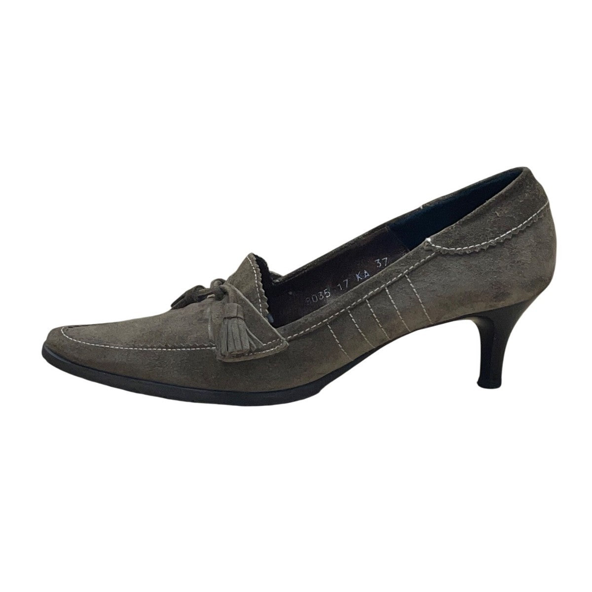 Nous Deux Women’s Green Suede Tassel Loafer Style Kitten Heels Size 37EU