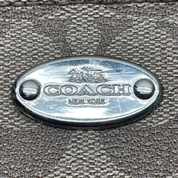 Coach Women's Brown Signature Logo Orange Accents Zip Closure Crossbody Bag Sz S