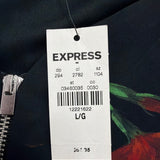 Express Womens Black Polyester Floral Long Sleeve Romper Machine Washable Size L