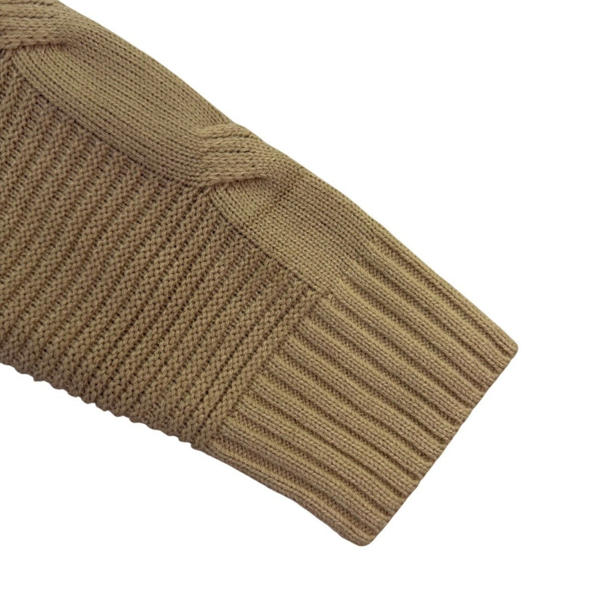 Merokeety Womens Beige Cable Knit Cardigan Sweater Open Front Pockets Size M