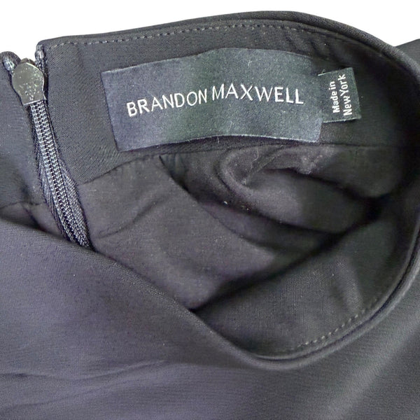 Brandon Maxwell Womens Black Bell Sleeve Pleated Hem Mini Dress Size 4
