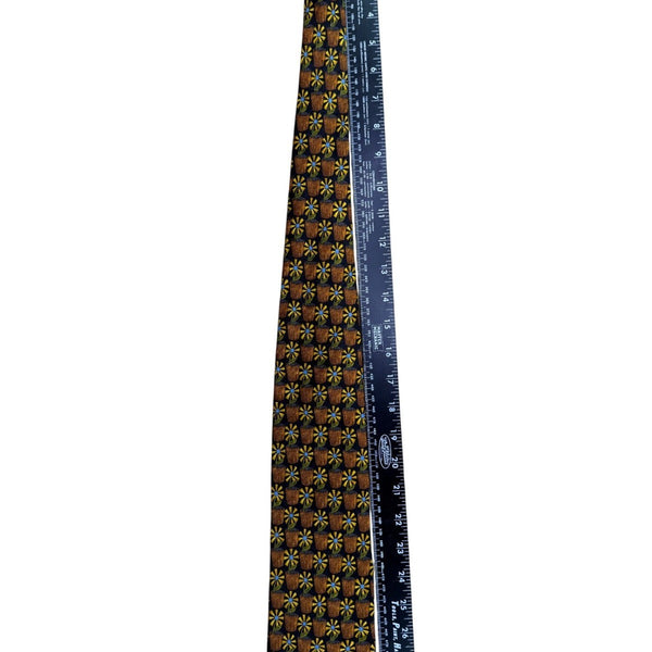Ermenegildo Zegna Mens Multicolor Silk Tie Yellow/Blue/Black Floral Pattern