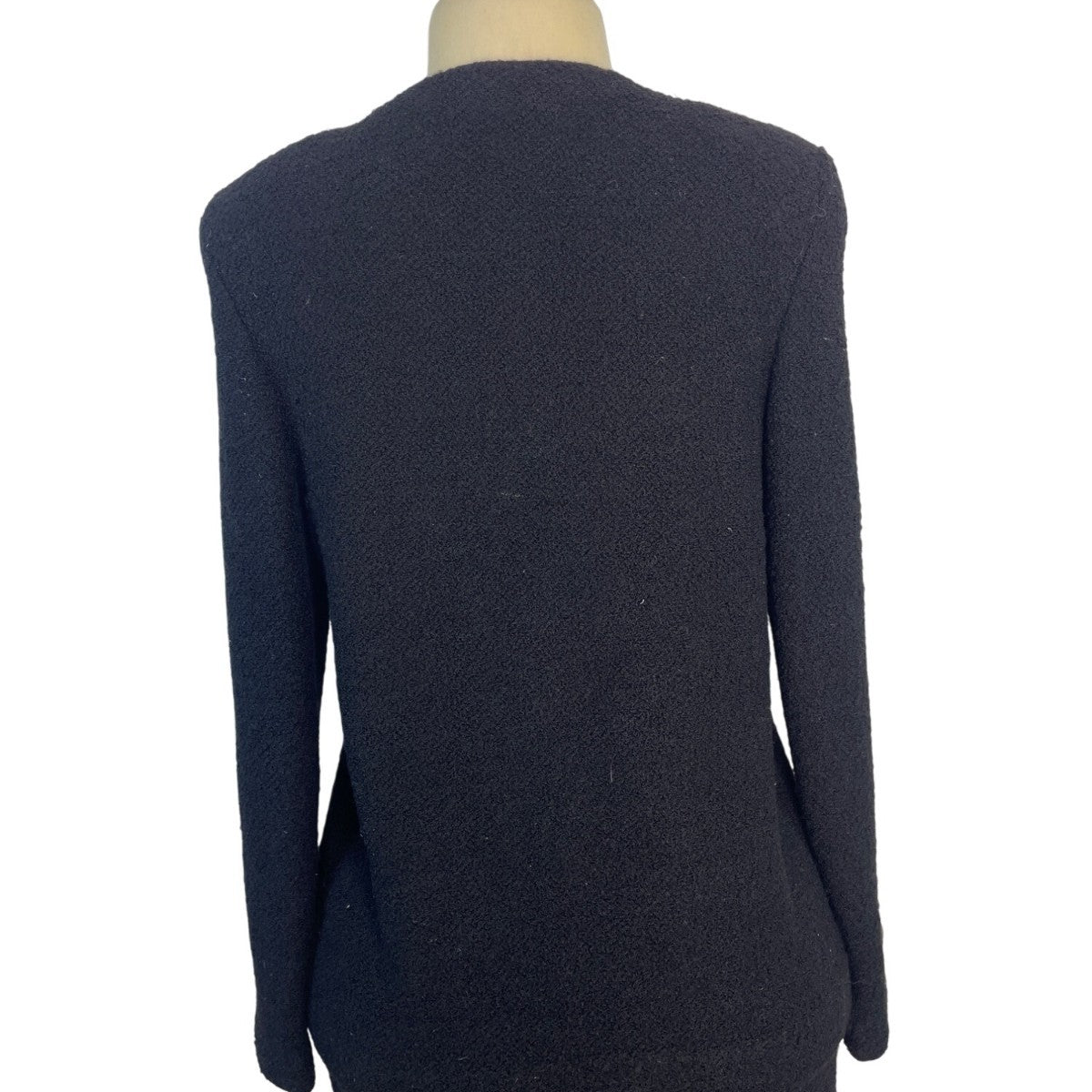 Vintage Black Bouclé Skirt Suit With Gold Button Details