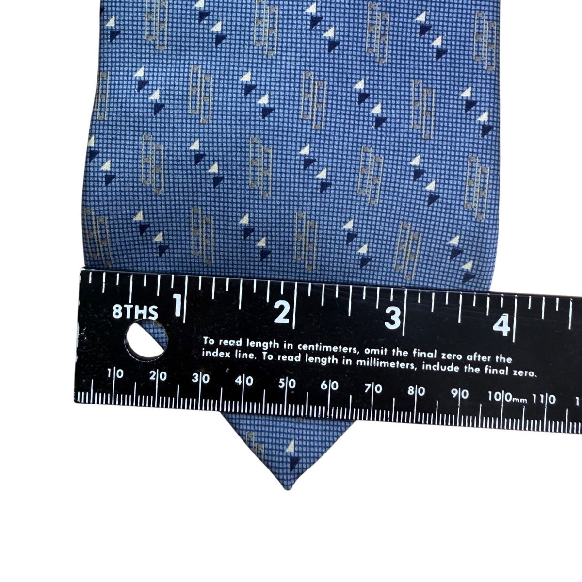 Neo Bill Blass Mens Blue Silk Patterned Necktie Diamond Motif Made In Mexico