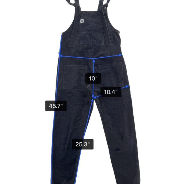 Lucy & Yak Womens Black Corduroy Overalls Adjustable Size UK 8R